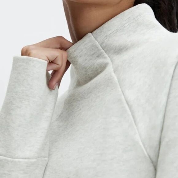 Fabletics Light Heather Gray "Zaylee" Funnel Neck Tunic Sweatshirt sz S - Picture 2 of 9